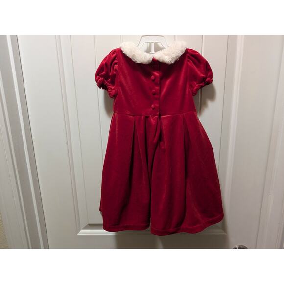 Max Studio Girl's Toddler 3T Holiday Christmas Red Velour Winter Dress Faux Fur - Picture 5 of 6